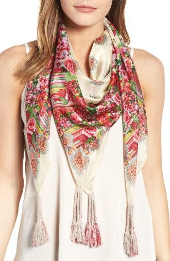 Women's Johnny Was Rose Lace Print Square Silk Scarf