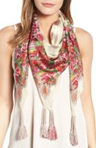 Women's Johnny Was Rose Lace Print Square Silk Scarf