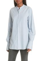 Women's Nili Lotan Faye Stripe Cotton Shirt - Blue