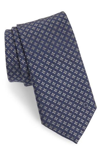 Men's Salvatore Ferragamo Empol Geometric Silk Tie, Size - Blue