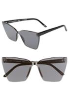 Women's Diff Goldie 65mm Oversize Rimless Butterfly Sunglasses - Black/ Black