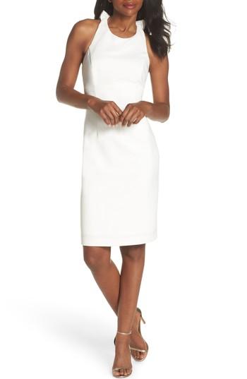 Women's Vince Camuto Sleeveless Ruffle Back Sheath Dress - White