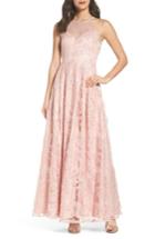 Women's Morgan & Co. Lace-up Back Embroidered Gown /2 - Pink