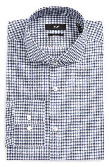 Men's Boss Mark Sharp Fit Check Dress Shirt .5l - Grey