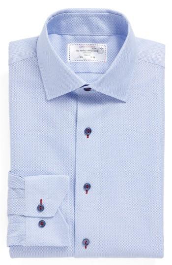 Men's Lorenzo Uomo Trim Fit Geometric Dress Shirt 34/35 - Blue