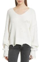 Women's Helmut Lang Shaker Stitch Distressed Sweater - Ivory