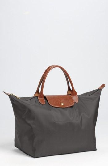 Longchamp 'medium Le Pliage' Top Handle Tote - Grey