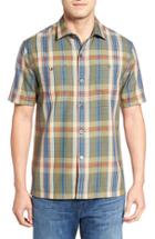 Men's Tommy Bahama Paratay Original Fit Plaid Silk Camp Shirt - Green