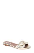 Women's Tabitha Simmons Cleo Knotted Bow Slide Sandal Us / 35eu - Metallic