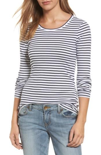 Petite Women's Caslon Long Sleeve Scoop Neck Cotton Tee P - White