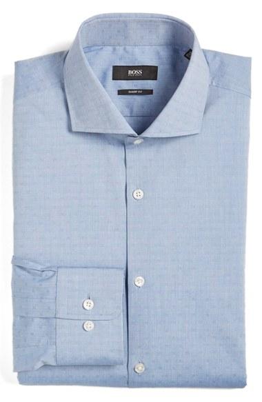 Men's Boss Sharp Fit Solid Dress Shirt .5 L - Blue