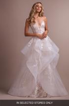 Women's Hayley Paige Elke Embroidered Trumpet Wedding Dress With Overskirt, Size In Store Only - Ivory