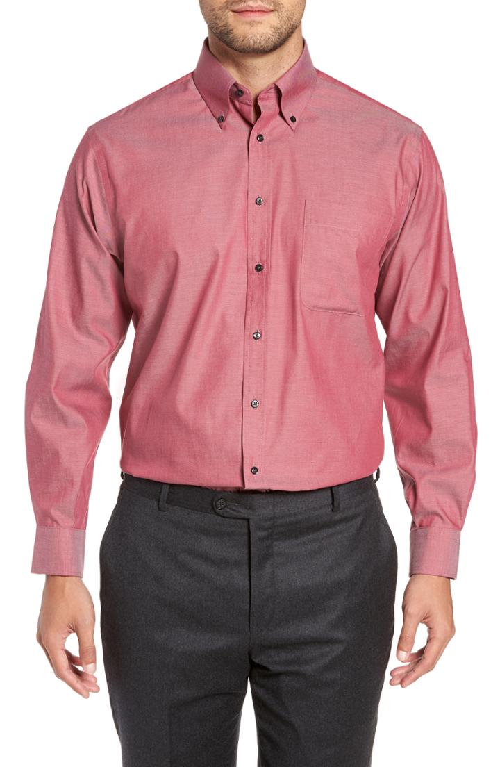 Men's Nordstrom Men's Shop Classic Fit Non-iron Solid Dress Shirt - 32 - Red