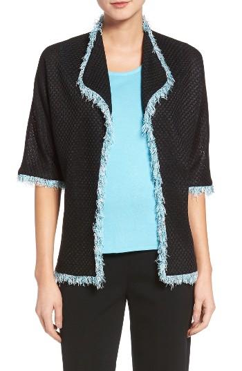 Women's Ming Wang Fringe Trim Jacquard Jacket