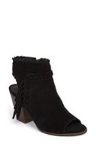 Women's Lucky Brand Ointlee Fringe Bootie Sandal .5 M - Black