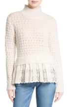 Women's Rebecca Taylor Eyelet Mock Neck Sweater - White