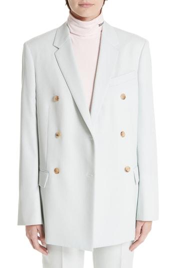 Women's Calvin Klein 205w39nyc Wool Twill Double Breasted Blazer Us / 38 It - Blue