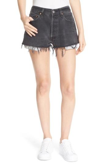 Women's Re/done 'the Black High Rise' Reconstructed Denim Shorts - Black