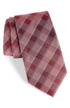 Men's Calibrate Cobbin Plaid Silk Tie, Size - Burgundy