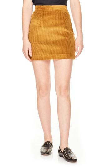 Women's Sandro Rayane Ribbed Velvet Skirt - Beige