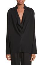 Women's Zero + Maria Cornejo Drape Neck Stretch Silk Blouse