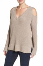 Women's Caslon Cold Shoulder Tunic Sweater /small - Brown