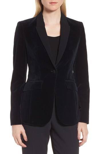 Women's Boss Jeronala Velvet Tuxedo Jacket - Blue