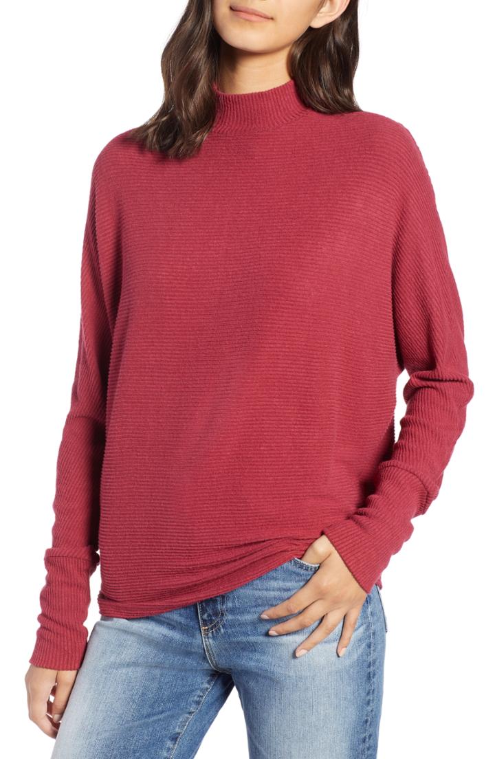 Women's Bp. Dolman Sleeve Ribbed Top - Red