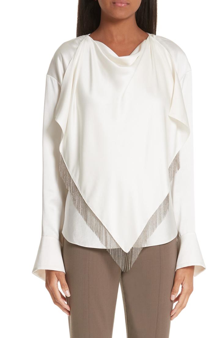 Women's Alexander Wang Chain Fringe Scarf Detail Silk Blouse