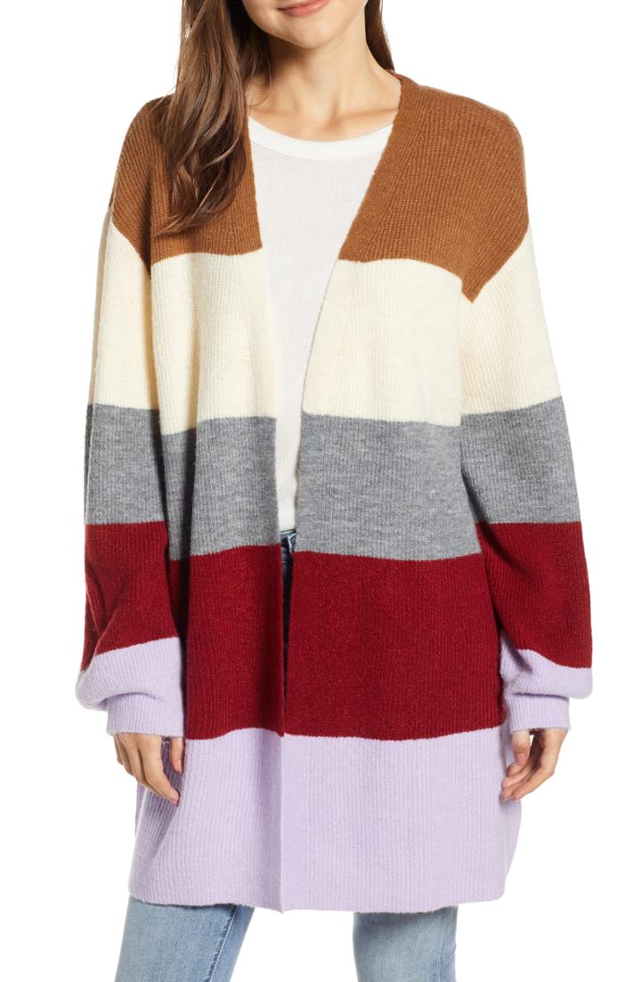 Women's Moon River Stripe Cardigan - Purple