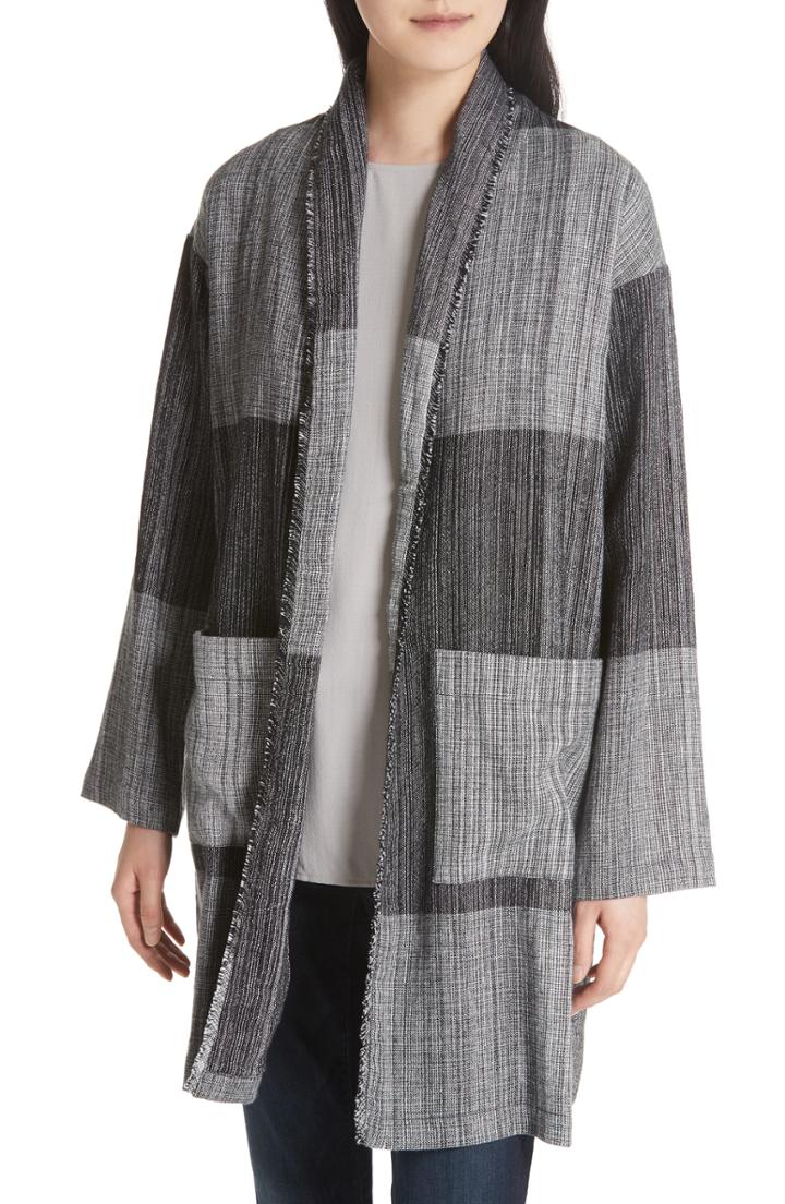 Women's Eileen Fisher Long Cotton Jacket - Black