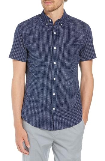 Men's Bonobos Slim Fit Poppy Print Sport Shirt R - Blue