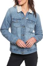 Women's Roxy Sandy Faux Shearling Lined Denim Jacket - Blue