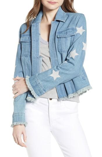 Women's Cupcakes And Cashmere Affleck Embroidered Star Denim Jacket, Size - Blue