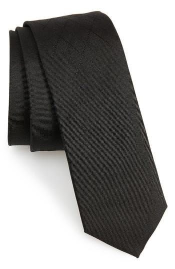 Men's Boss Argyle Silk Skinny Tie, Size - Black