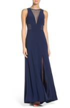 Women's Morgan & Co. Illusion Gown /4 - Blue