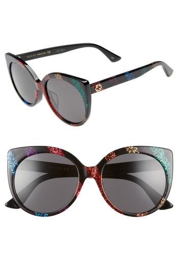 Women's Gucci 57mm Cat Eye Sunglasses - Rainbow