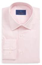 Men's David Donahue Regular Fit Stripe Dress Shirt .5 - 34/35 - Pink