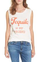 Women's Junk Food Tequila Is My Friend Muscle Tank - White
