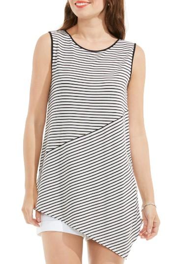 Women's Vince Camuto Asymmetrical Stripe Top, Size - Grey