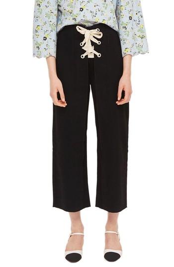 Women's Topshop Lace-up Wide Leg Crop Jeans