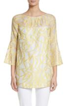 Women's St. John Collection Abstract Organza Fil Coupe Top - Yellow