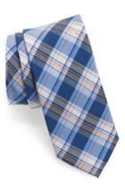 Men's Nordstrom Men's Shop Plaid Silk & Cotton Tie, Size - Blue