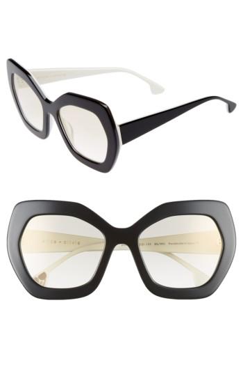 Women's Alice + Olivia Dinah 55mm Butterfly Sunglasses - Black/ White