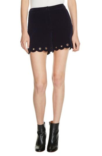 Women's Maje Grommet Detail Velvet Shorts