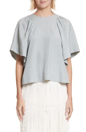 Women's Rachel Comey 'ravine' Bell Sleeve Silk & Linen Top - Green