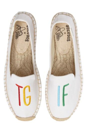 Women's Soludos X Ashkahn Tgif Embroidered Platform Espadrille M - White
