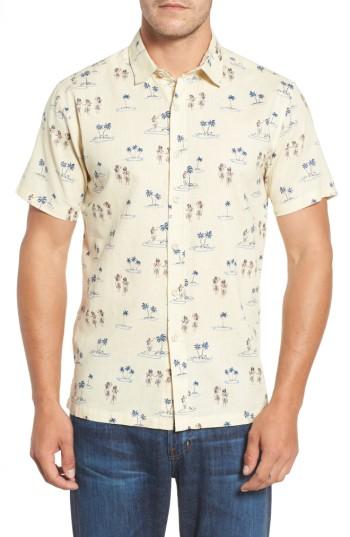 Men's Kalaha Makapuu Print Sport Shirt - Yellow