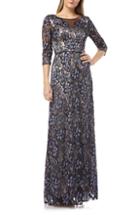 Women's Js Collections Floral Embroidered Mesh Gown - Blue