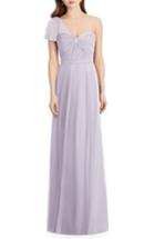 Women's Jenny Packham Pleat One Shoulder Gown - Purple